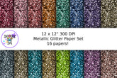 Metallic Glitter Digital Paper Set - 16 Papers